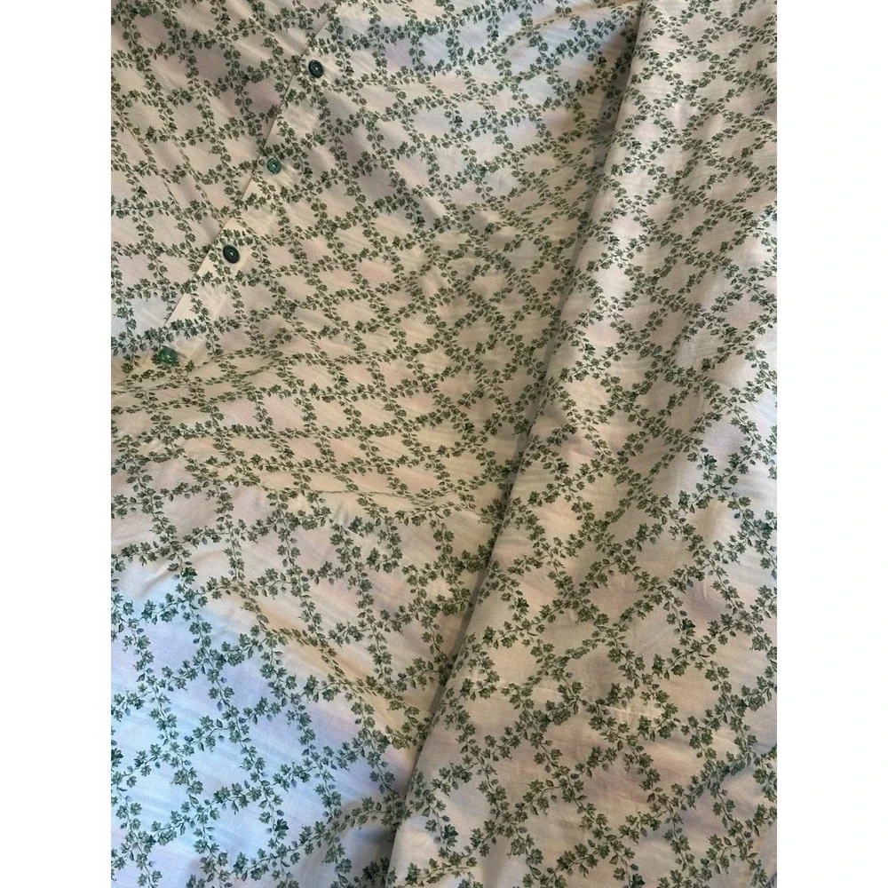 VTG Beautiful Duvet Handmade Green Vines On 1 Side/Stripes On The Other 84x84